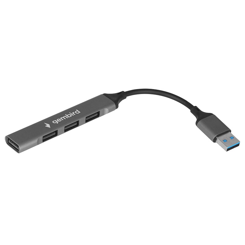 Gembird USB-Хаб USB2.0 разъем, 4 порта USB2.0, кабель 10 см, алюминий