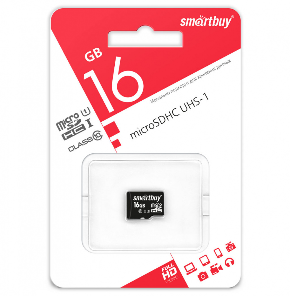 Smartbuy карта памяти MicroSDHC 16 Gb Class10, UHS-I, без адаптера