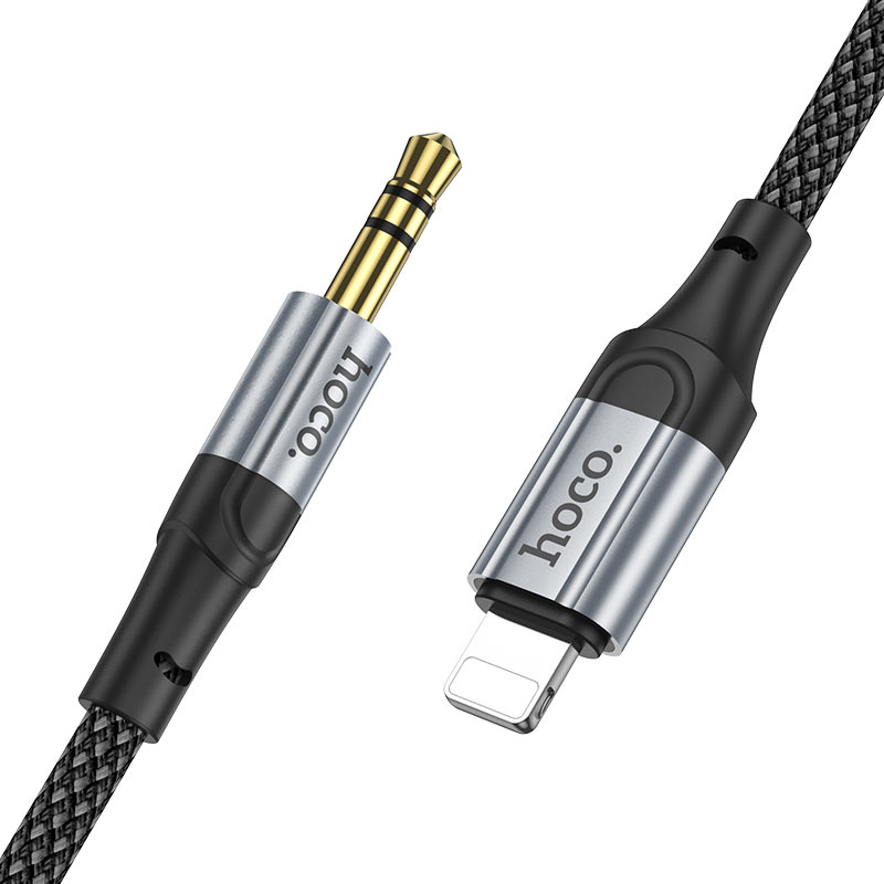 Hoco кабель Lightning - Jack 3.5 мм, 1 м, UPA26, черный, нейлон