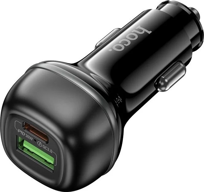 Hoco автомобильное зарядное устройство Z58a, черное, PD 30Вт + USB QC3.0 18Вт