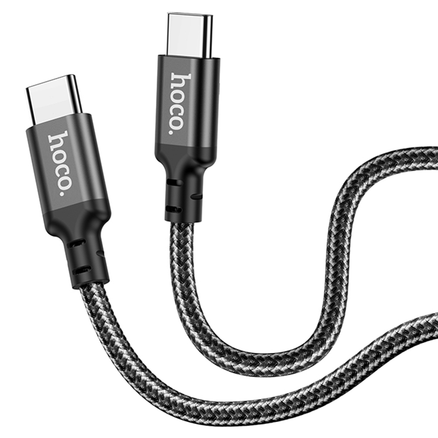 Hoco кабель Type-C - Type-С, 1м, X14, 60Вт, черный, нейлон