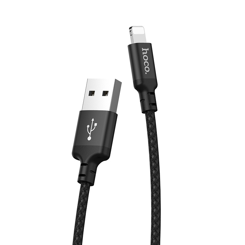 Hoco кабель Lightning - USB, 1 м, X14, 2A, нейлон, черный