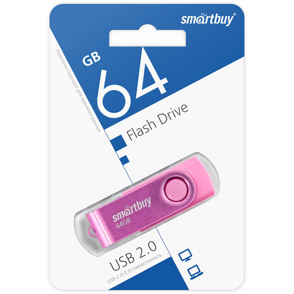 Smartbuy USB 2.0 Flash 64 Gb Twist (Pink)