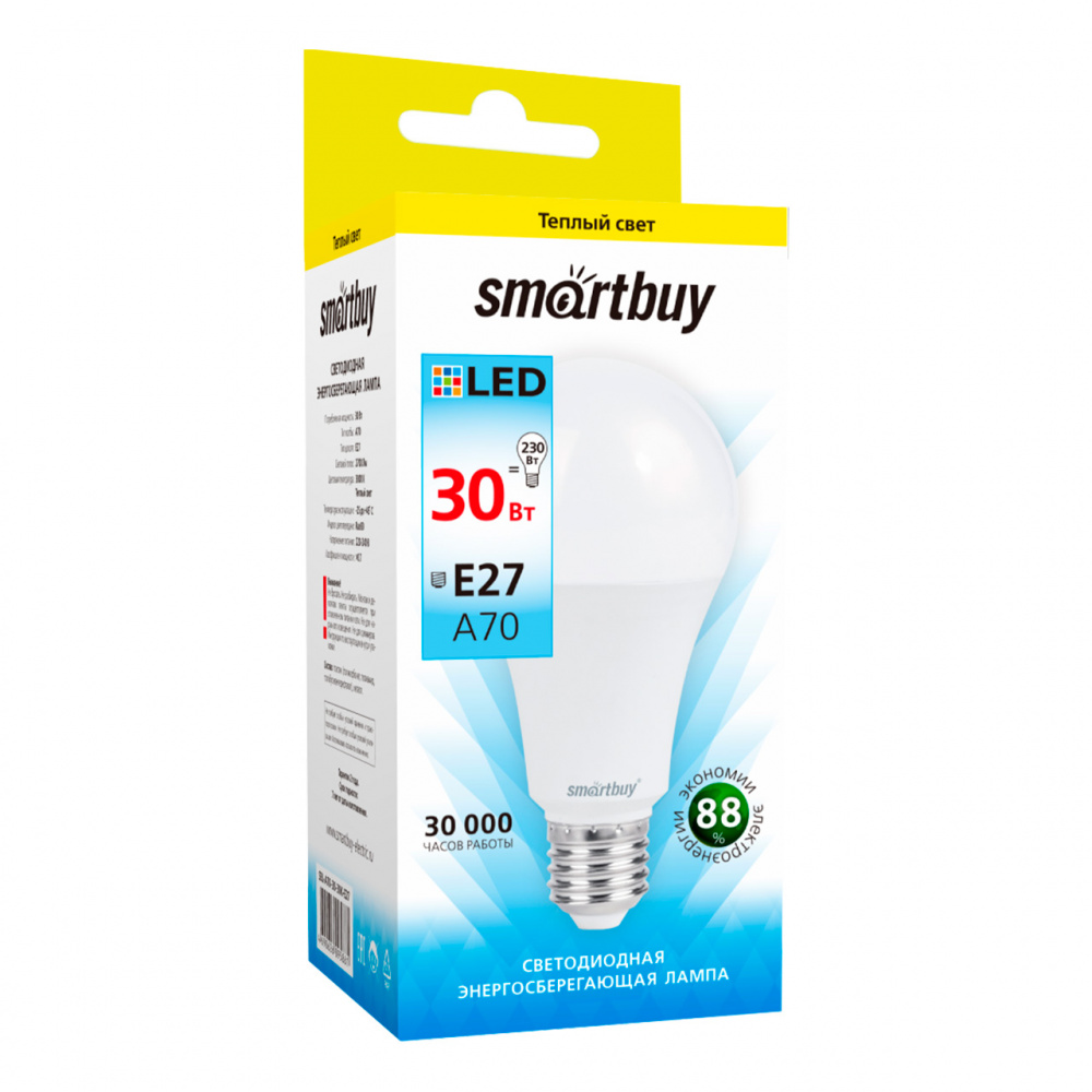 Светодиодная (LED) Лампа Smartbuy-A70-30W/3000/E27