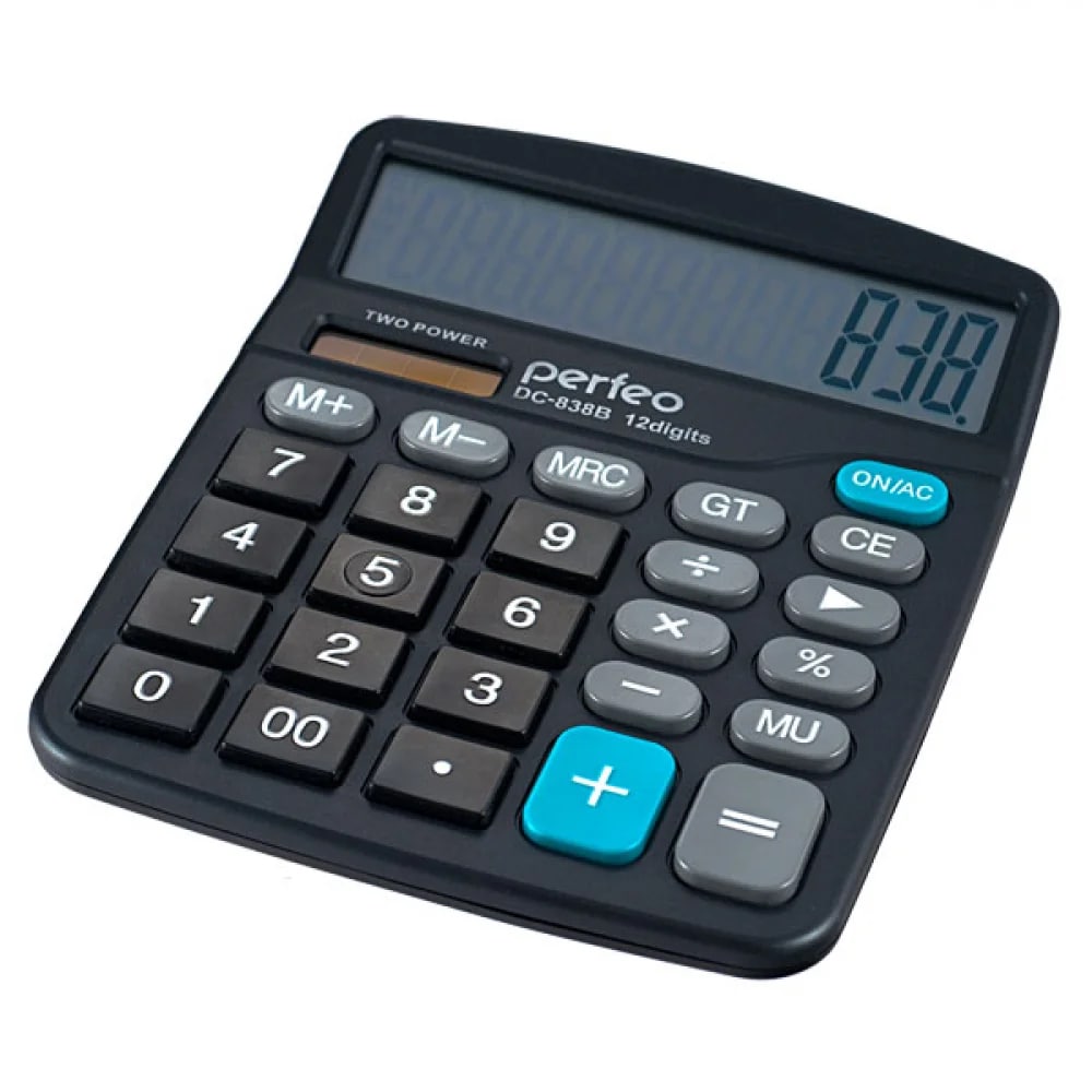 Perfeo калькулятор PF_3288, бухгалтерский, 12-разр., GT, черный (DC-838B)