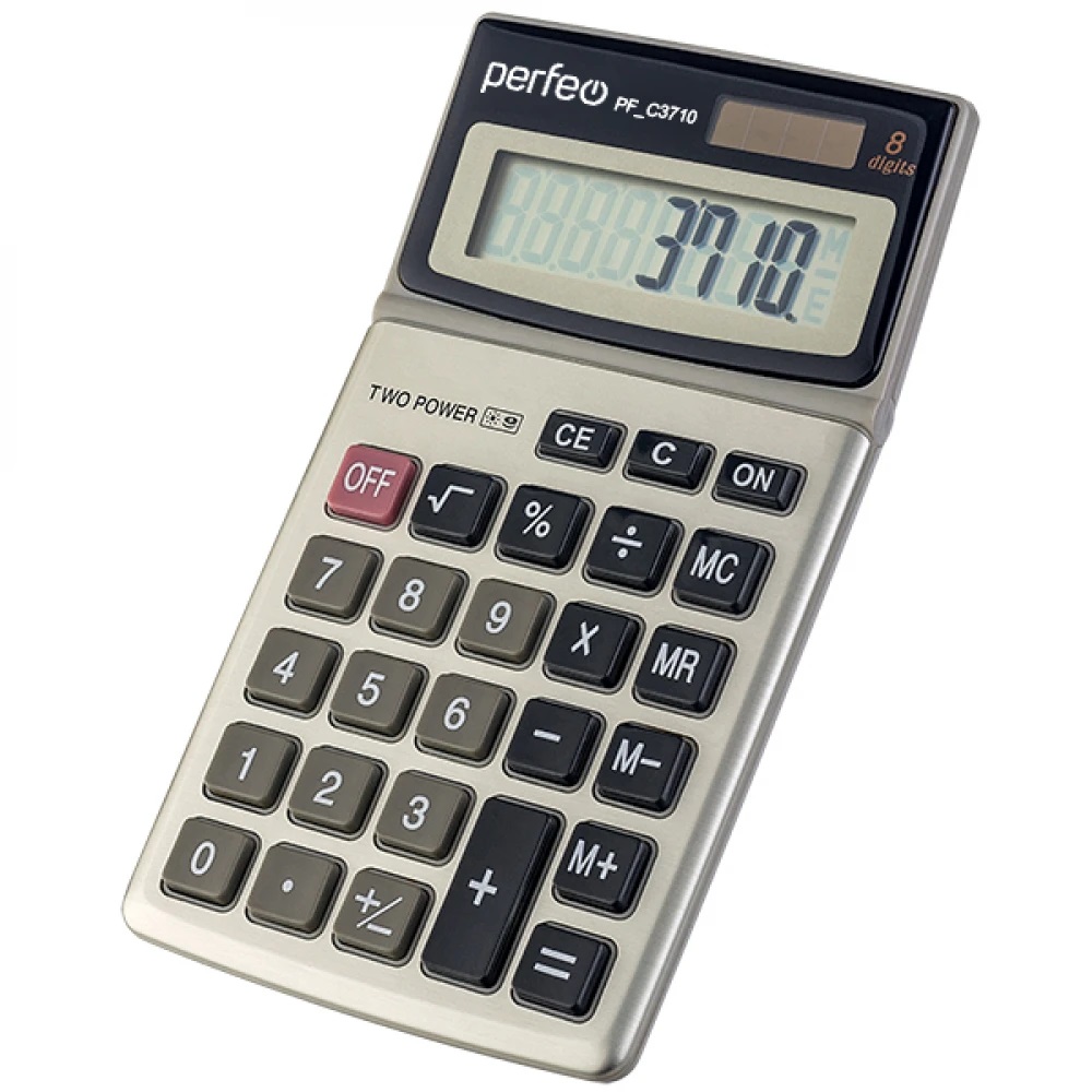 Perfeo калькулятор PF_С3710, карманный, 8-разрядный, серый