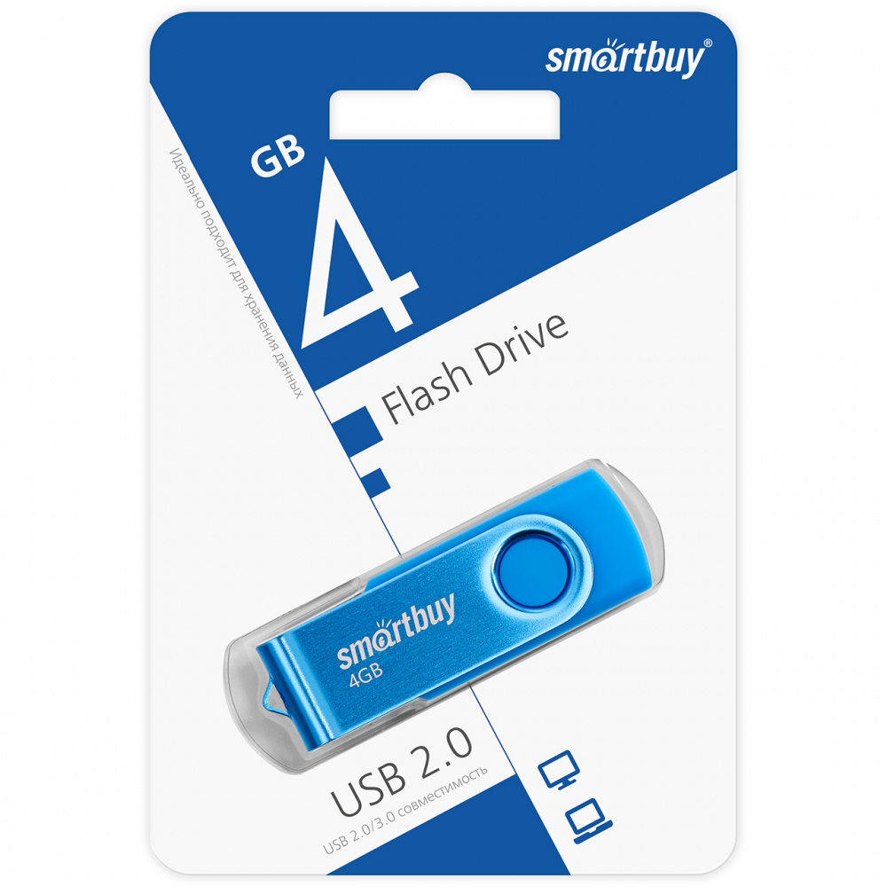 Smartbuy USB 2.0 Flash 4 Gb Twist (Blue)