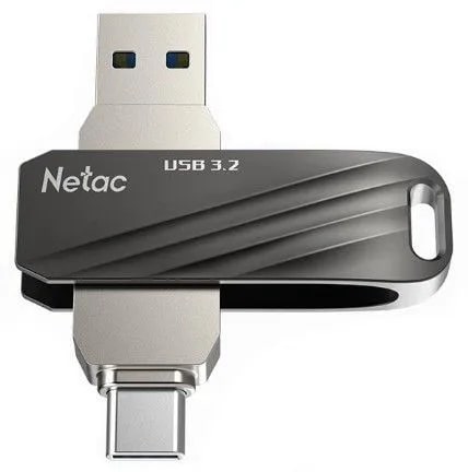 Netac USB 3.2 Flash 128 Gb US11 Dual (USB 3.0/Type C) (Черный/серебро)