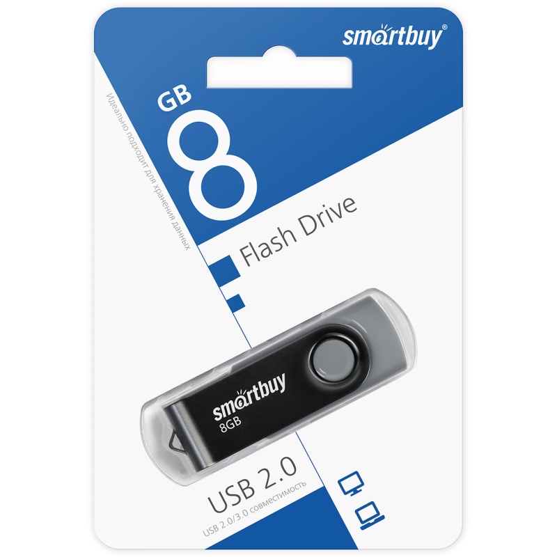 Smartbuy USB 2.0 Flash 8 Gb Twist (Black)