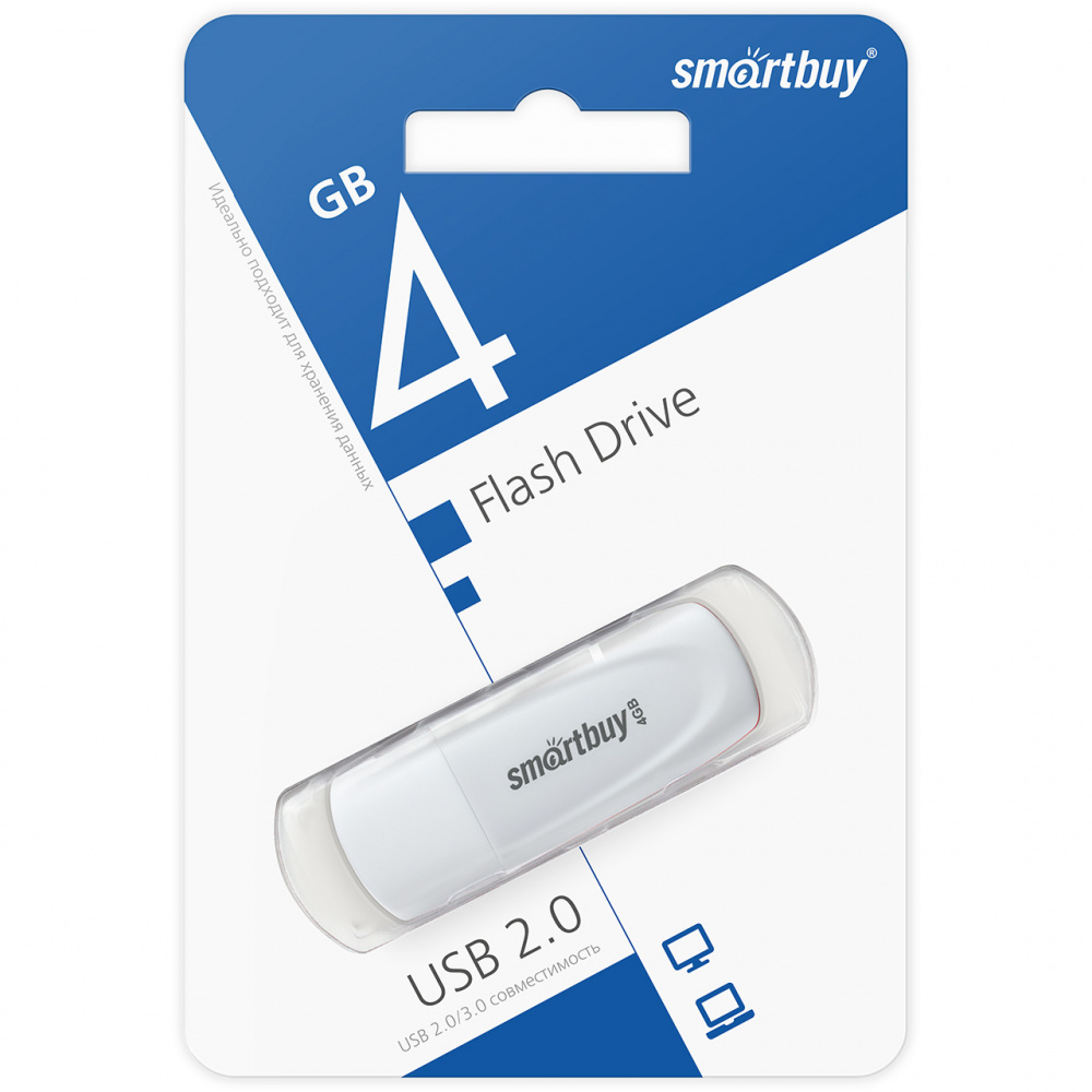 Smartbuy USB 2.0 Flash 4 Gb Scout (White)