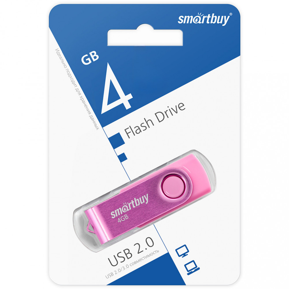Smartbuy USB 2.0 Flash 4 Gb Twist (Pink)