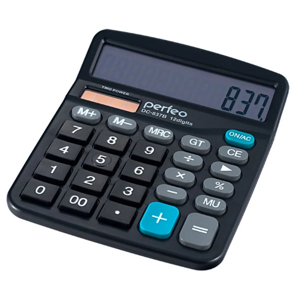 Perfeo калькулятор PF_3286, бухгалтерский, 12-разр., GT, черный (DC-837B)