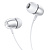 Borofone наушники с микрофоном BM57 Platinum, внутриканальные, 3,5мм, серебро