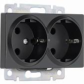 Smartbuy розетка двойная, черная, "Нептун"-2, с заземлением, 16А (39)